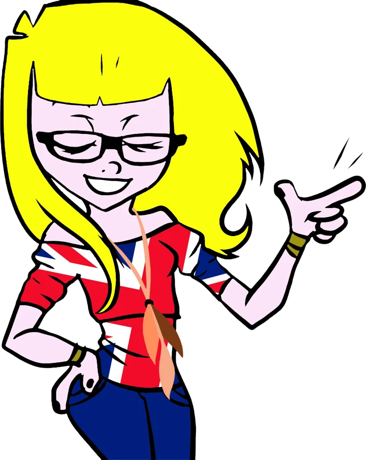 Susan, la mascotte della scuola, con la maglietta della bandiera inglese